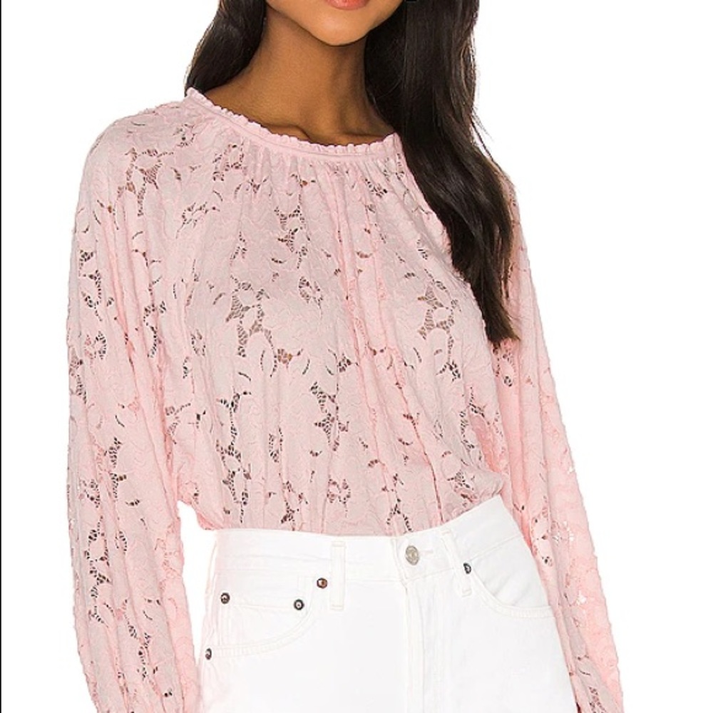 Free People Olivia Lace Tee in Pink